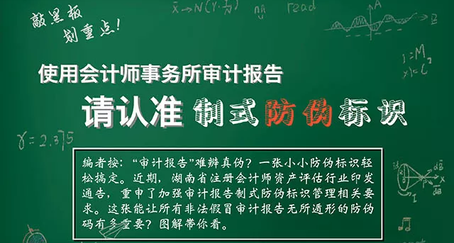 使用会计师事务所审计报告，请认准制式防伪标识